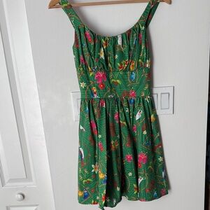 Enchanted Tiki Room Green Tropical Print Sundress